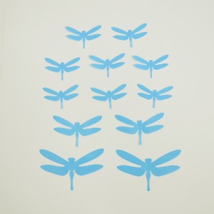 Set 12 glans 3D libellen blauw