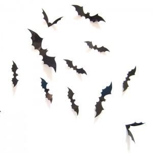 Set 12 mini vleermuizen glans zwart