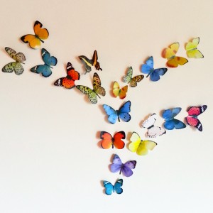 Set 19 deco vlinders blauw/geel gemengd