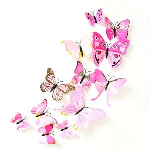 Set 12 deco vlinders licht-roze