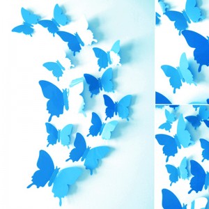 Set 12 glans vlinders blauw lichtblauw