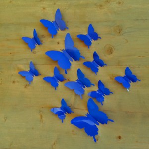 Set 12 glans vlinders donker blauw