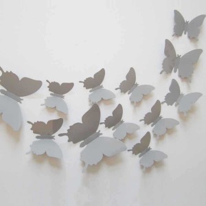 Set 12 glans vlinders grijs