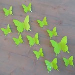 Set 12 glans vlinders groen felgroen