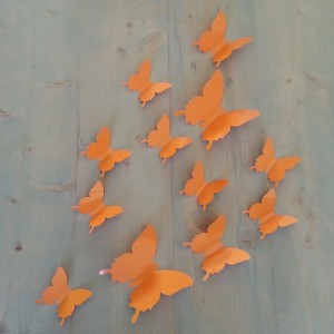 Set 12 glans vlinders oranje-bruin