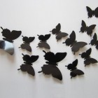 Set 12 glans vlinders zwart