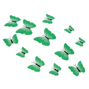 Set 12 vlinders soft donkergroen