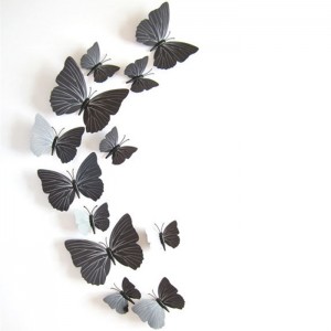 Set 12 vlinders soft zwart