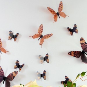 Set 18 deco vlinders semi transparant bruin