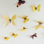 Set 18 deco vlinders semi transparant geel
