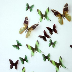 Set 18 deco vlinders semi transparant groen