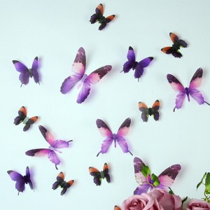 Set 18 deco vlinders semi transparant paars