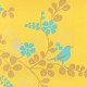 GE10 - Geel met aqua-blauwe vogels en bloemen